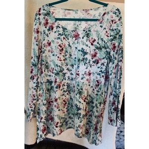 J. Jill Dipped Hem A-Line Long Sleeve Top